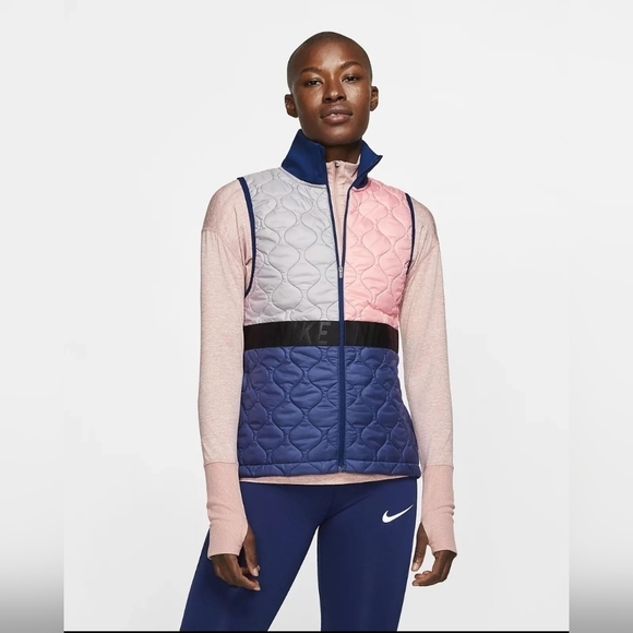 Women’s Nike Aerolayer  Running Vest Void/Atmosphere Grey Size S - Picture 1 of 16